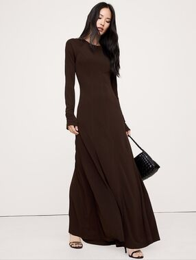 Banana Republic Paneled Knit Maxi Dress Brown